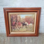 СТАРИННАЯ КАРТИНА «ОХОТНИКИ НА ЛИС»