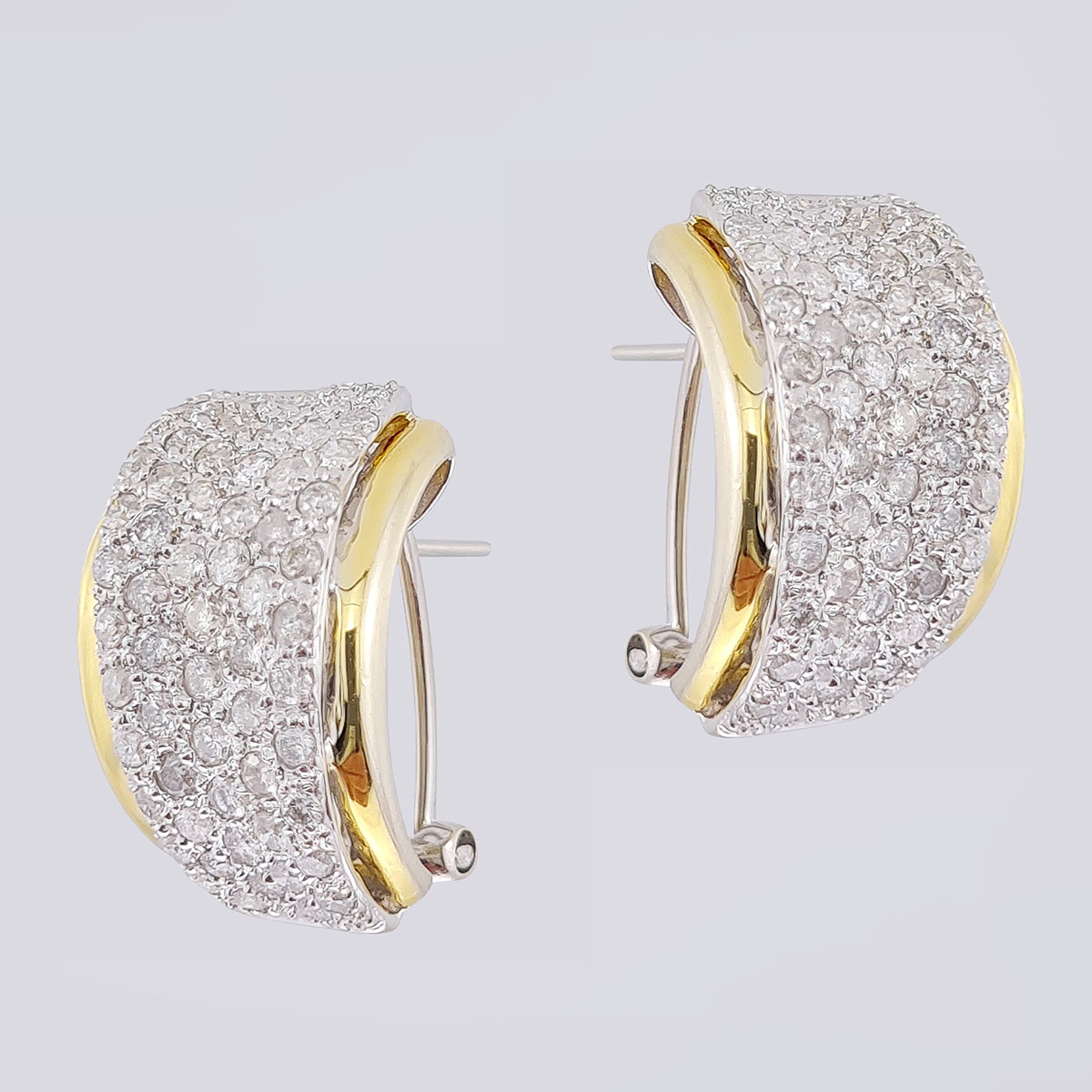 Золотые серьги-подвески с бриллиантами старой огранки